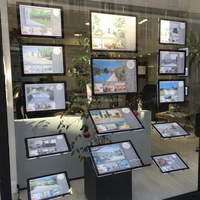 Nouveau Cadre d'affichage publicitaire LED double face en acrylique ultra-transparent pour agents immobiliers, modulable type rideau