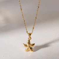 Collar con colgantes de estrella de mar con diseño de vida marina de acero inoxidable de moda minimalista de gama alta