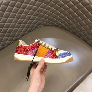 Customized luxurious designer brand breathable sequined platform high-heel anti-slip sports shoes with <b>laces</b> - Product Image 1