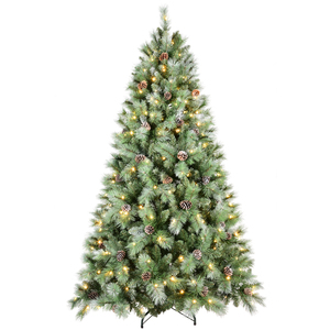 9ft Artificial <strong>Christmas</strong> <strong>Tree</strong> <strong>with</strong> Pine Cones Warm <strong>White</strong> <strong>Lights</strong> Full Lifelike Branches for Holiday Decor - Product Image 1