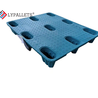 Palette en plastique à 9 pieds, moulée par soufflage, en PEHD robuste, simple face, emboîtable et empilable, pour la logistique d'entrepôt, norme Euro