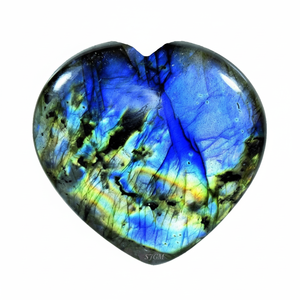 แร่แลบราโดไรต์ธรรมชาติหัวใจ10มม. อัญมณีหลวมหรือสายรุ้งสีดำ - Product Image 1