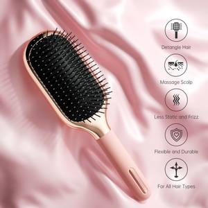 Cepillo desenredante de acero OEM ODM para cabello húmedo y seco, cepillo de masaje para el cuero cabelludo antiestático con ventilación, peine con cojín de aire - Product Image 2