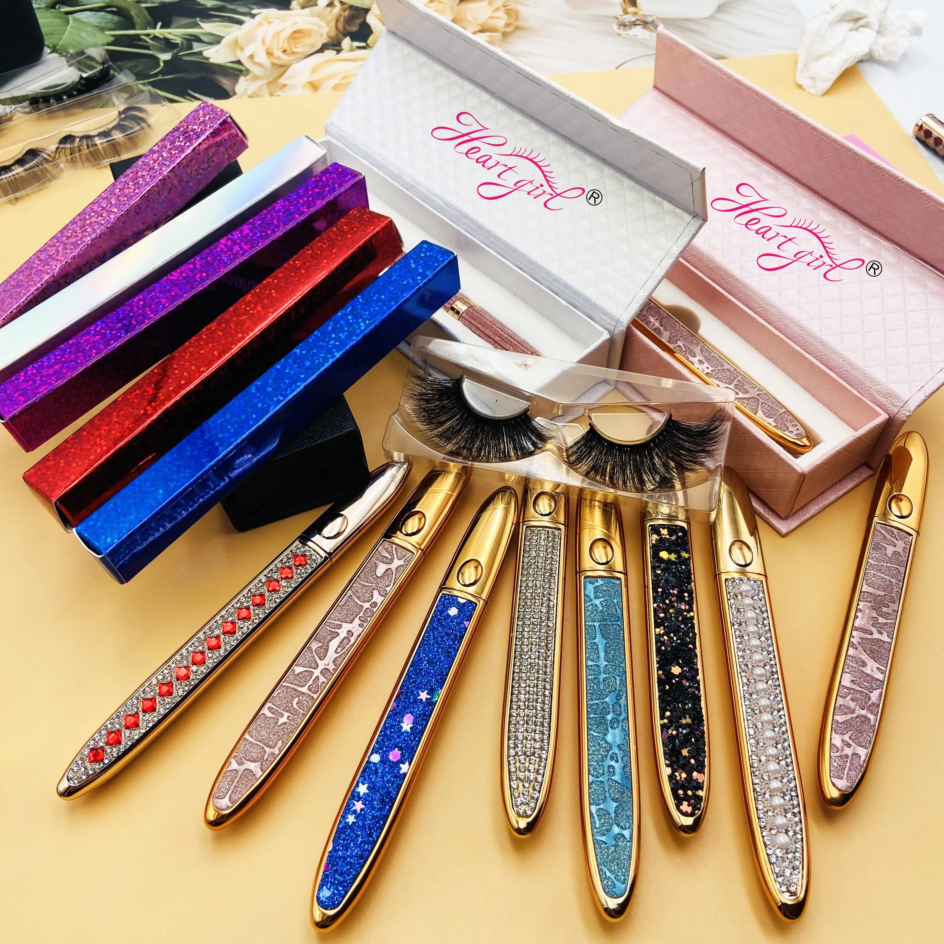 Private label custom waterproof adhesive lashglue liquid colorful glitter magic eyeliner pencil mink eyelash glue pen