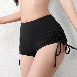 Shorts de Fitness taille haute pour femmes respirant motif chaud Shorts de Yoga côté cordon Bandage hanche ascenseur exercice Bandage Shorts - Product Image 5