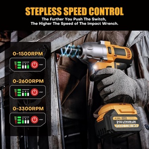 Clé à chocs sans fil 21V, 1/2 pouce, sans balais, couple max. 3300 N.m, batterie 4000 mAh, 6 douilles pour usage automobile et plomberie - Product Image 5