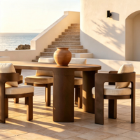 Ensemble de table et chaises de salle à manger d'extérieur en aluminium de luxe - Imperméable et résistant aux UV pour la cour et la plage