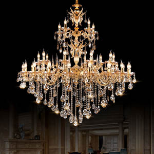 Europa Iluminación Sala de estar Hotel Vestíbulo Lujo Oro Vela Led Bombillas K9 Candelabros de cristal - Product Image 1