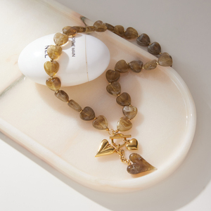 <span class=keywords><strong>Collana</strong></span> J&D Jewelry in acciaio inossidabile placcato oro 18 carati con perline acriliche trasparenti a forma di <span class=keywords><strong>cuore</strong></span> e chiusura a T, gioielli per le vacanze estive - Product Image 6