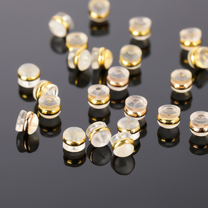Accessoires pour boucles d'oreilles DIY, en résine plastique, ronds, antidérapants, pour la fabrication de boucles d'oreilles, style hamburger transparent avec bord doré - Product Image 2