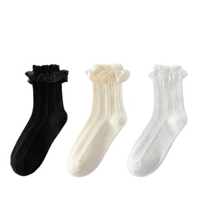 Lolita Women's Lace <b>Socks</b> Mesh Breathable Cable Knit Mid-Calf Sweet Style <b>Black</b> White Beige - Product Image 3