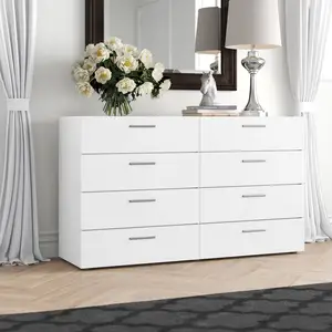 Drawers Wooden White Chest 8 Drawers Modern Simple Storage Dresser Unit For Living Room And Bedroom