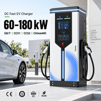 Station de recharge rapide pour véhicules électriques DC, CCS2, CCS1, GB/T, CE, CB, RETIE, OCPP, 60-180 kW, double connecteur, chargeur commercial à montage au sol