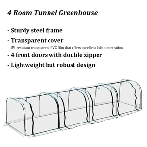 4 Room Grow Cloche Tunnel Greenhouse Backyard Mini Diy Green Houses Home Outdoor PVC Garden Greenhouse with Steel Pipe - Product Image 2