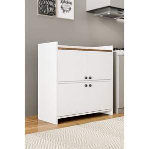 Armario de Almacenamiento Multiusos Blanco de 4 Puertas, Organizador de Archivos para Oficina en Casa con Zapatero y Rincón para Café - Product Image 2