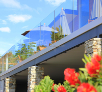 YL METAL Balustrade de balcon en aluminium à profil en U, Garde-corps en verre sans cadre avec système de base en U