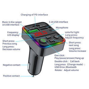 Bluetooth Xe MP3 Máy Nghe Nhạc Receiver Lossless Âm Nhạc Phát Lại Navigation Đầy Màu Sắc Môi Trường Xung Quanh Ánh Sáng - Product Image 3