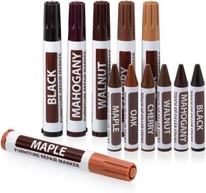 <span class=keywords><strong>Kit</strong></span> de réparation de meubles Marqueurs pour bois - Ensemble de 13 - Marqueurs et bâtonnets de cire avec <span class=keywords><strong>kit</strong></span> d'aiguisage, pour les taches, les rayures, les sols en bois - Product Image 1