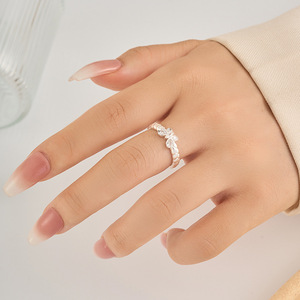 Butterfly Open <b>Ring</b> Brushed Silver Adjustable Index <b>Finger</b> <b>Ring</b> Prong Setting Jewelry Gift - Product Image 2