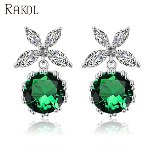 Rakol ต่างหูเพชรสังเคราะห์2025ทรงลูกบาศก์ใบ EP2422เครื่องประดับใหม่ต่างหูเม็ดเล็กทำจากเงินไม่ก่อให้เกิดอาการแพ้ - Product Image 2