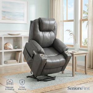 Sillón Reclinable Eléctrico HOMERS con Doble <span class=keywords><strong>Motor</strong></span>, de Cuero, con Control Remoto, Masaje y Calefacción para Personas Mayores - Product Image 2
