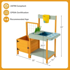 Ensemble de jeu de cuisine en bois avec évier, rustique, fait main, pour garçons et filles de 3 ans et plus, banc de jardinage - Product Image 2