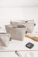 Sac de maquillage en lin blanc personnalisé en gros, grand format, écologique, sac de toilette bio pour femmes et hommes.