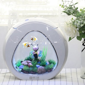 Nuovo Modello di Acquario in Acrilico Bianco con Pompa d'Acqua, Filtrazione a Spugna, Illuminazione LED, per Soggiorno e Ufficio, Piccola Vasca per Pesci da Scrivania - Product Image 2