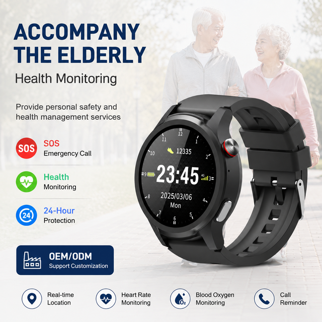 All-in-One Smart Watch for Seniors: SOS Button, GPS Tracking, Heart Rate & Blood Pressure Monitor