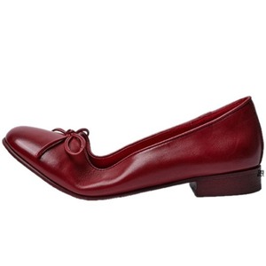 รองเท้าส้นเตี้ยแบบสวมสำหรับผู้หญิง รองเท้าแบนแฟชั่นใหม่รับฤดูใบไม้ผลิ หนังแท้ หัวกลม ประดับโบว์ สีแดง รองเท้าผู้หญิงแบบสวม - Product Image 1