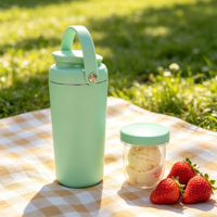 Vaso Aislado al Vacío de Doble Pared de 16 oz Personalizado con Recipiente Transparente para Snacks, Juego de Bebidas Portátil 2 en 1 al por Mayor para Promoción