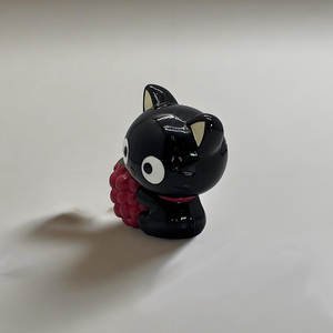 Ceramic Black Cat with Strawberry Piggy Bank Cute Cat <strong>Saving</strong> Jar Cartoon Animal Money <strong>Box</strong> Table Decor - Product Image 2