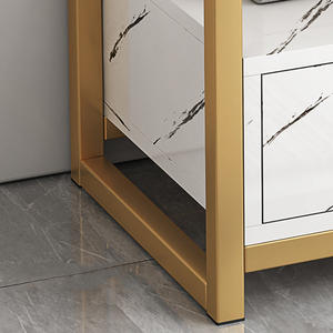 Meuble <span class=keywords><strong>TV</strong></span> pour chambre principale, petit appartement, meuble d'appoint moderne minimaliste, motif marbre, meuble d'appoint combiné - Product Image 5