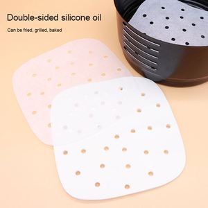 Air Fryer <b>Baking</b> Filter Parchment Steaming Bun Paper Liner 100pcs air Fryer Disposable Paper Liner With Holes for air Fryer - Product Image 4