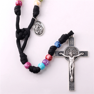 종교 보석 가톨릭 짠 Cording 목걸이 10mm 플라스틱 구슬 묵주 <span class=keywords><strong>St</strong></span>.<span class=keywords><strong>Joseph</strong></span> 메달 - Product Image 3