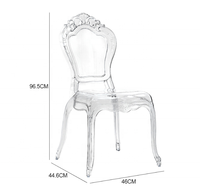 Chaise de mariage sans accoudoirs en acrylique transparent, style princesse
