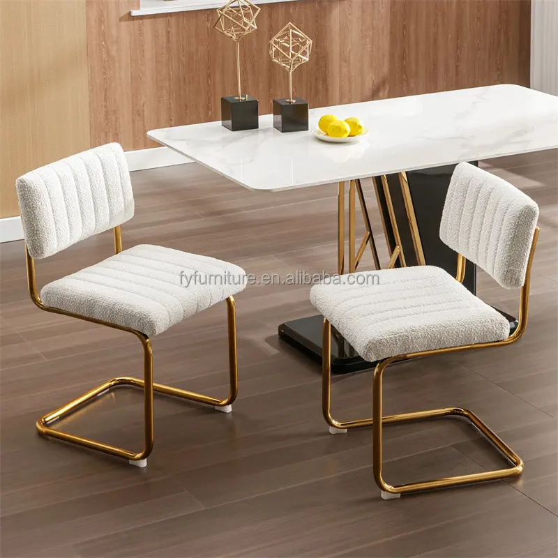 Горячая распродажа, мебель для отдыха, современный золотой Роскошный белый стул из искусственной овчины