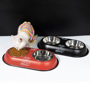 KingHon Stainless Steel Dog and <b>Cat</b> Food Water Bowl Large Small Puppy <b>Feeder</b> Feeding Bowls Non Slip Pet Double Bowl - Product Image 1