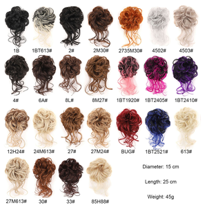 <span class=keywords><strong>Moño</strong></span> de Pelo Sintético Despeinado y Rizado <span class=keywords><strong>con</strong></span> Banda Elástica, Extensiones de Pelo Falso para Mujer, Horquillas, Peluca Negra y Marrón - Product Image 5