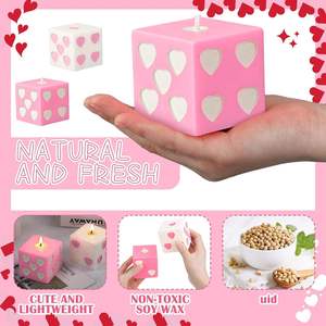 Wholesale Novelty Creative Handmade Pink White Heart Dice Shape Candles Soy Wax Aesthetic <b>Cube</b> Dice Decorative Scented Candles - Product Image 3