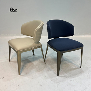 Modern Cream Yellow PU Leather Dining Chair Black Wood Frame Curved Back Upholstered Side Chair for Hotel Restaurant - Product Image 3