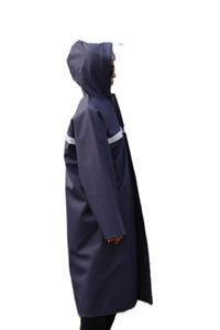 High-quality, reflective, 100% waterproof PVC <b>raincoat</b> for outdoor use, with a <b>hood</b>, and designed as a one-piece adult <b>raincoat</b> - Product Image 3
