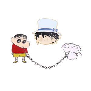 Épinglette en laiton plaqué or personnalisée broches accessoires de costume pour hommes avec chaîne épingles en émail connecter pour le thème Anime - Product Image 3