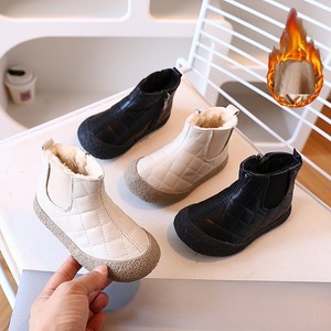 Autumn and Winter Short Boots Children's Vintage Warm Short Boots PU Children's <b>Soft</b> Sole Snow Boots - Product Image 1