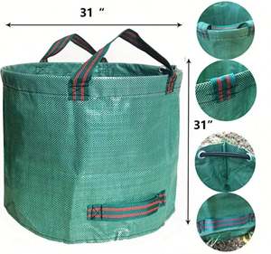 Sac de jardin pliable de 1 gallon avec fond rigide, logo personnalisé, sac à feuilles pour tondeuse à gazon robuste - Product Image 1