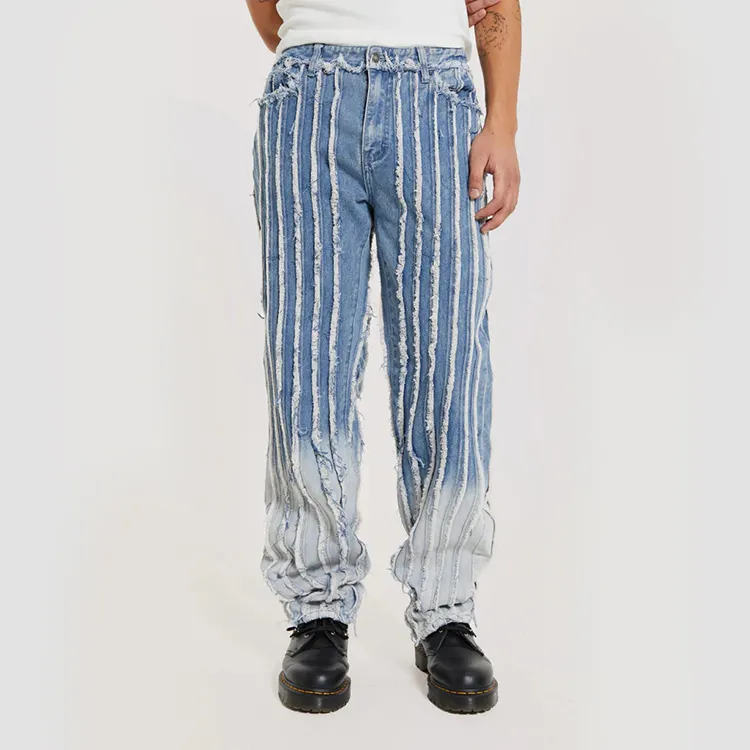 DiZNEW OEM Custom Destroyed Stretch Men's Skinny Denim Pant Slim Fit Mens Ripped Jeans