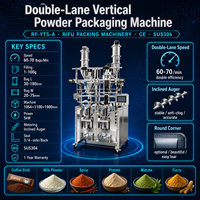Machine d'emballage de poudre à double voie haute vitesse avec remplissage par vis sans fin pour lait en poudre, café, épices CE 60-70 BPM