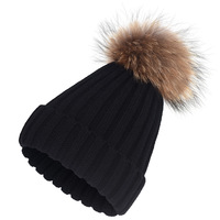 Bonnet d'hiver tricoté pour femme, couleur unie, décontracté, avec pompon, épais et chaud, 100% polyester, broderie machine, marque PINGRONG
