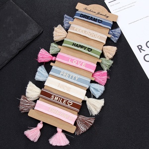 Pulsera <span class=keywords><strong>de</strong></span> Borla con Letras Tejidas a Mano, Bordado <span class=keywords><strong>de</strong></span> <span class=keywords><strong>Amor</strong></span>, Pulseras <span class=keywords><strong>de</strong></span> <span class=keywords><strong>Amistad</strong></span> Ajustables <span class=keywords><strong>de</strong></span> Moda para Mujeres y Hombres, Joyería - Product Image 6