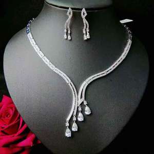 HIBRIDE New Water Drop Braut schmuck Set Mehrfarbige kubische Zirkonia Mode nigerian ischen Schmuck Zubehör-Sets für Frauen N-1301 - Product Image 1